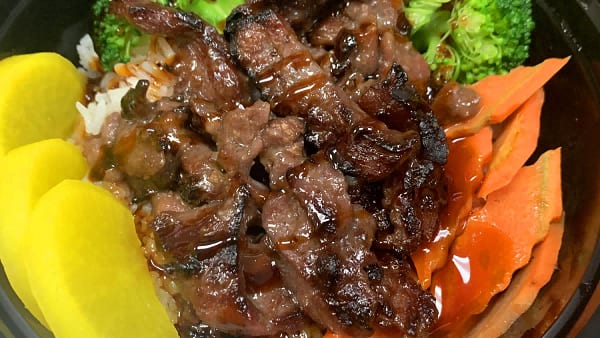 BBQ Kalbi Beef with Korean Sauce Bowl.