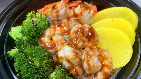 Jumbo Shrimp with Teriyaki Sauce Bowl.