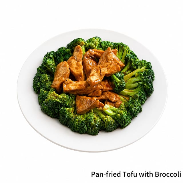 Pan-fried Tofu with Broccoli.