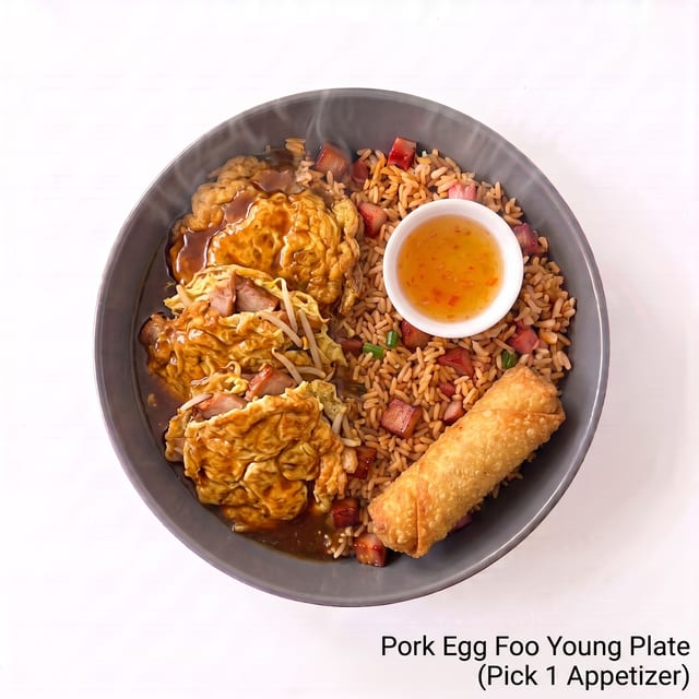 Pork Egg Foo Young Plate (Pick 1 Appetizer).