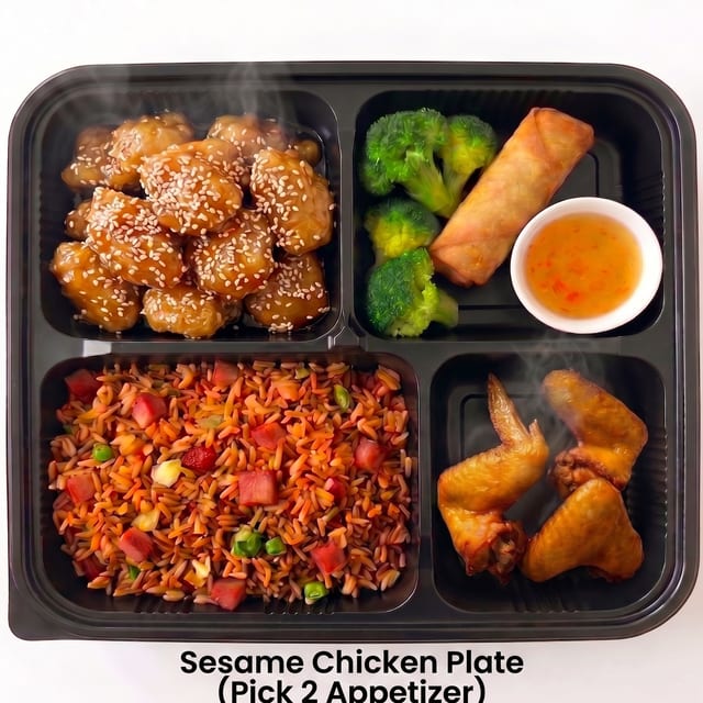 Sesame Chicken Plate (Pick 2 Appetizer).