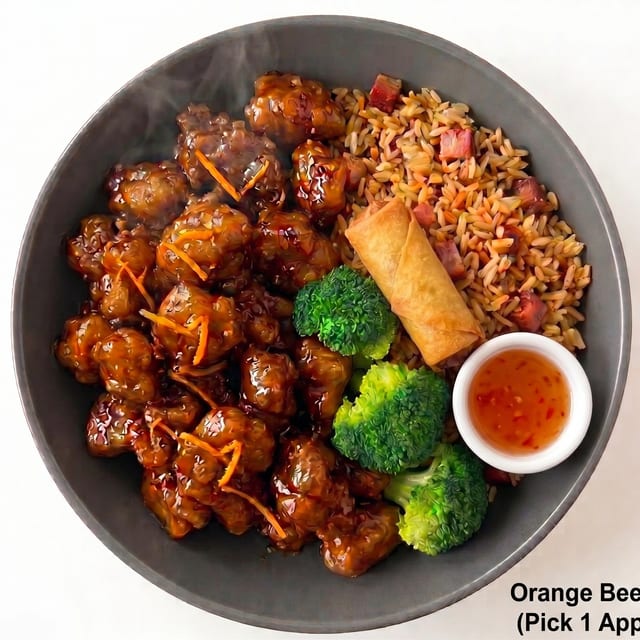 Orange Beef Plate (Pick 1 Appetizer).