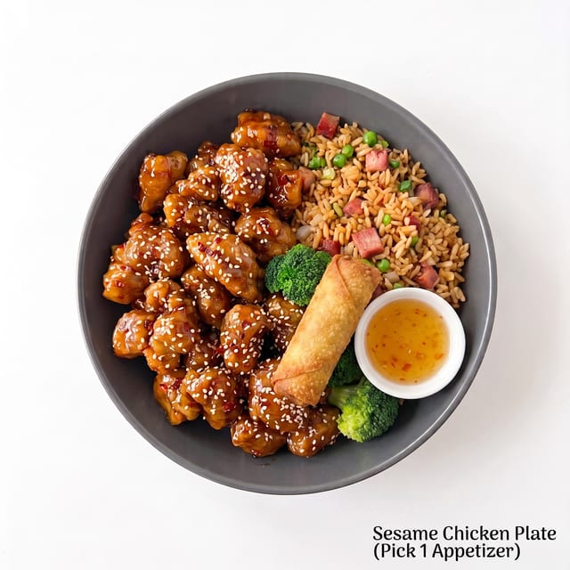 Sesame Chicken Plate (Pick 1 Appetizer).