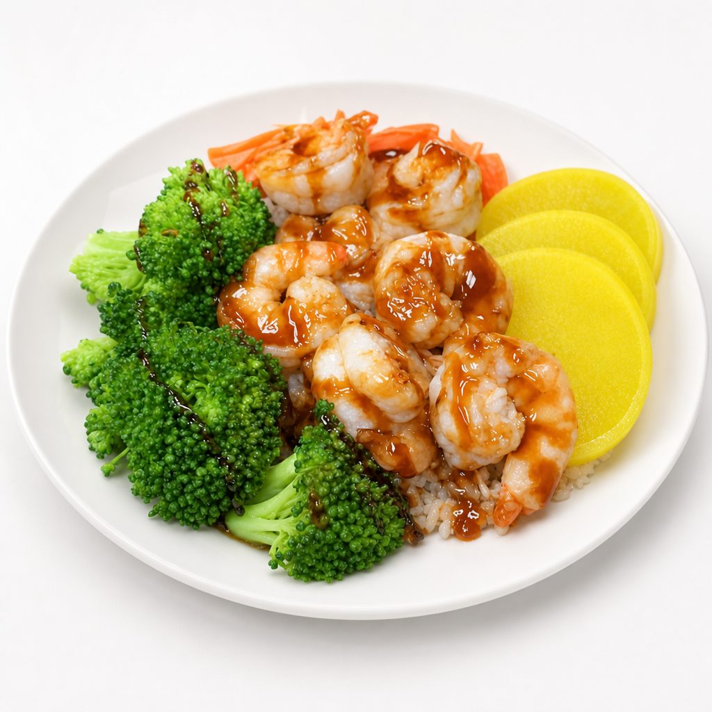 Jumbo Shrimp with Teriyaki Sauce Bowl.