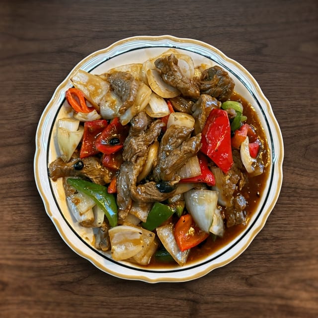 Beef with Peppers & Onions.
