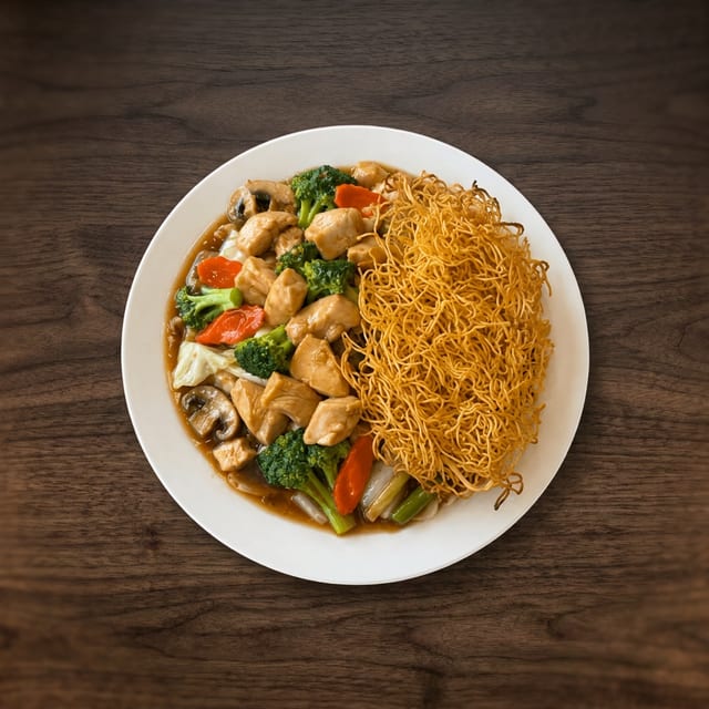 Chicken Pan Fried Noodles.