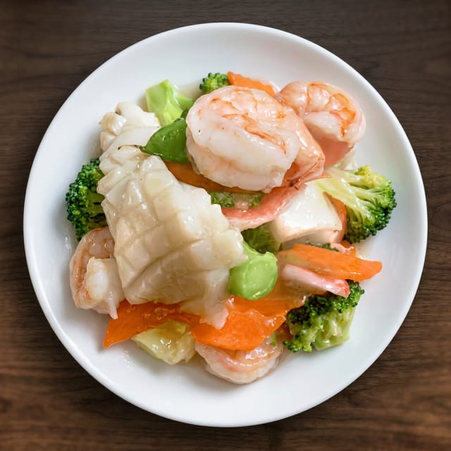 Calamari with Mixed Veggies.
