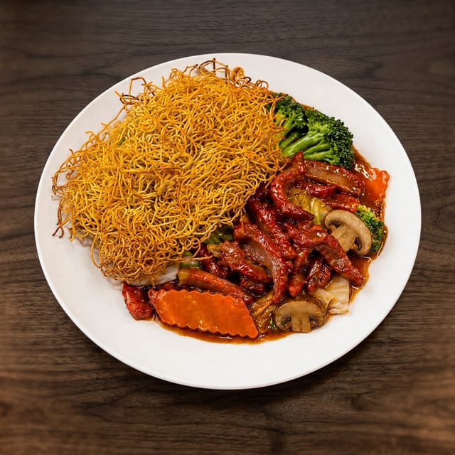Roast Pork Pan Fried Noodles.