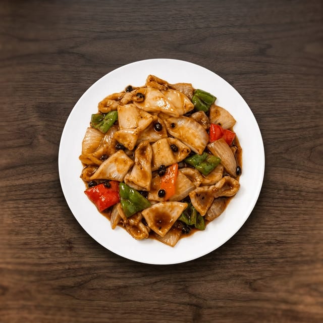 Calamari with Black Bean Sauce.