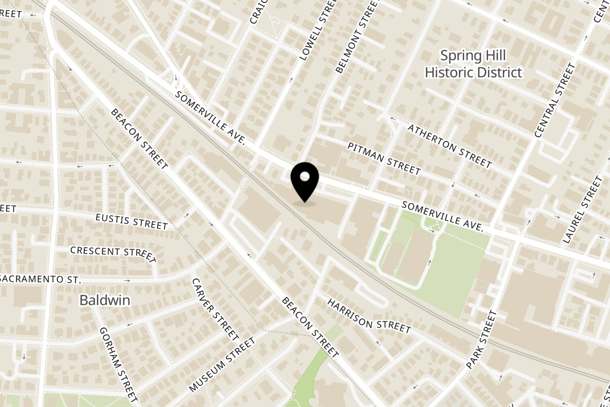 Map showing the location of Chow n Joy on 626 Somerville Ave in Somerville
